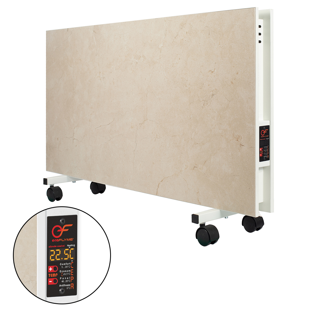 EraFlyme Двохстороння керамічна панель на роликах  1200PW бежевий   22 м² 1200 Вт купити в Україні hotpro купить в Украине хотпро