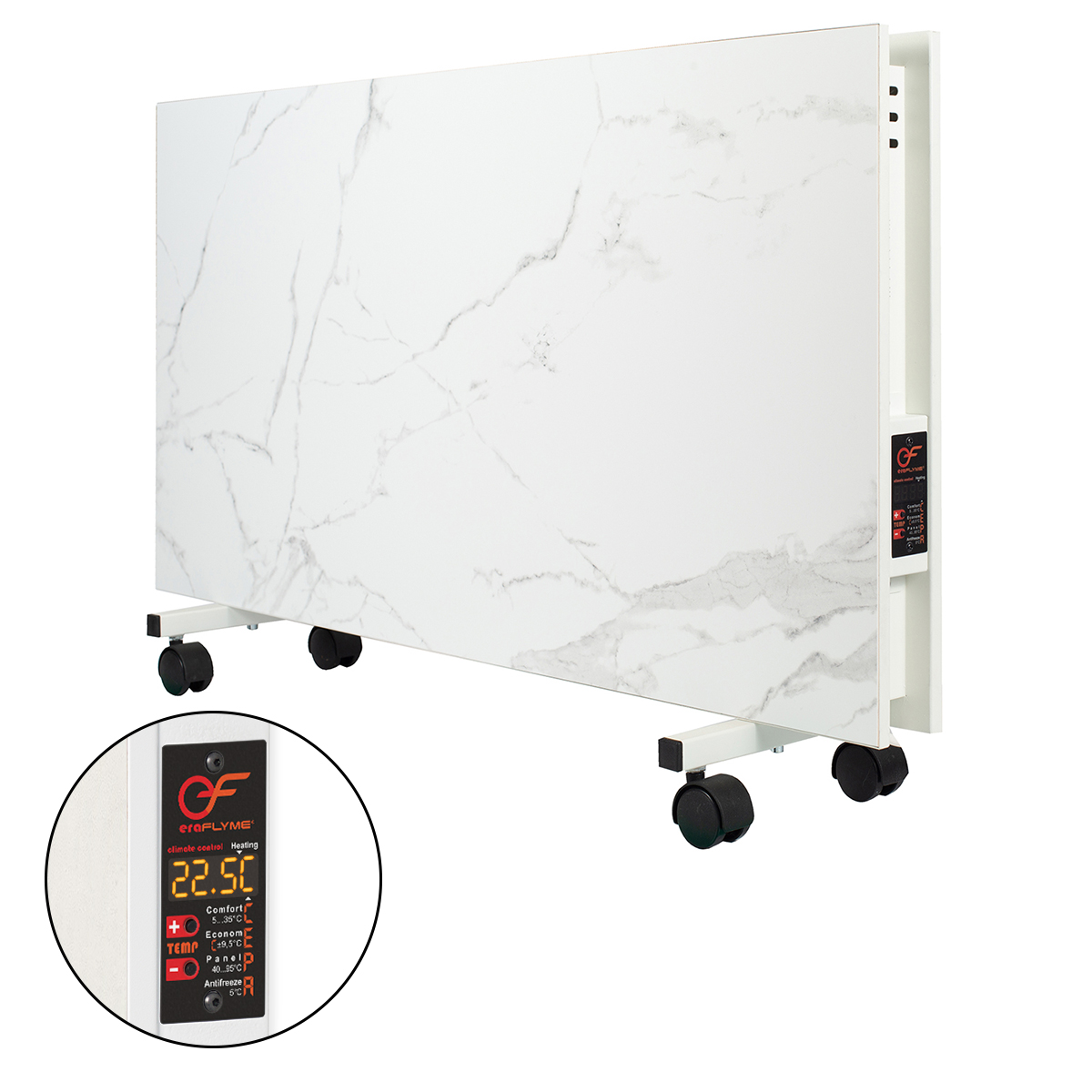 EraFlyme Двохстороння керамічна панель на роликах  1200PW білий камінь  22 м² 1200 Вт купити в Україні hotpro купить в Украине хотпро