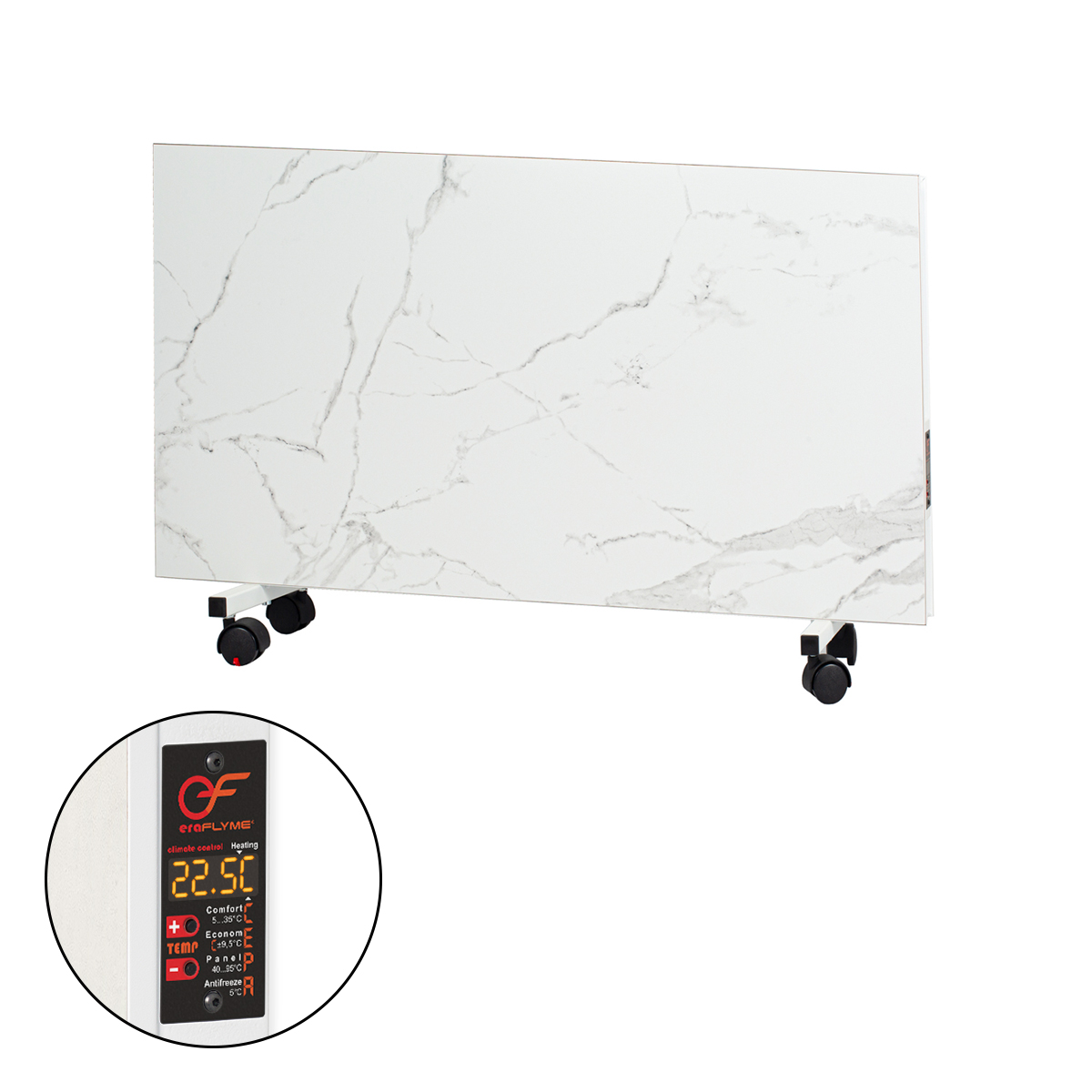Двохстороння керамічна панель на роликах FLYME 500PW білий камінь - на 10 м² керамічний обігрівач hotpro Керамічний обігрівач EraFlyme Двохстороння керамічна панель на роликах 500PW білий камінь 10 м² 500 Вт купити в Україні hotpro купить в Украине хотпро